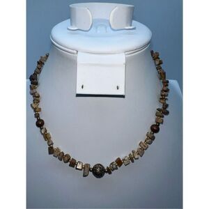 Vintage Chunky Stone and Antique Bead Necklace